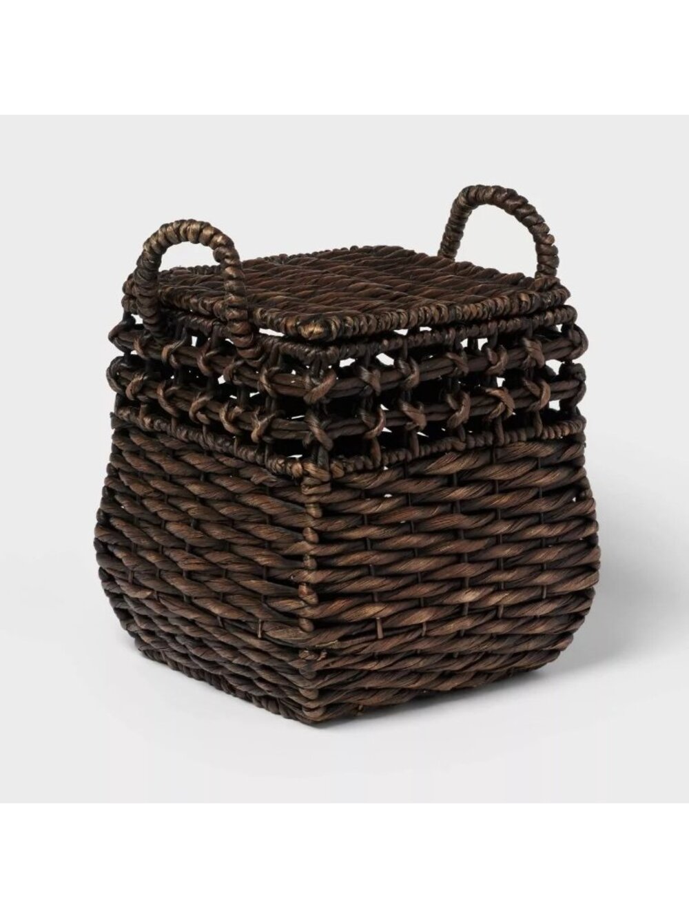 Rounded Square Woven Basket with Lid, Chocolate Brown - Threshold, Target